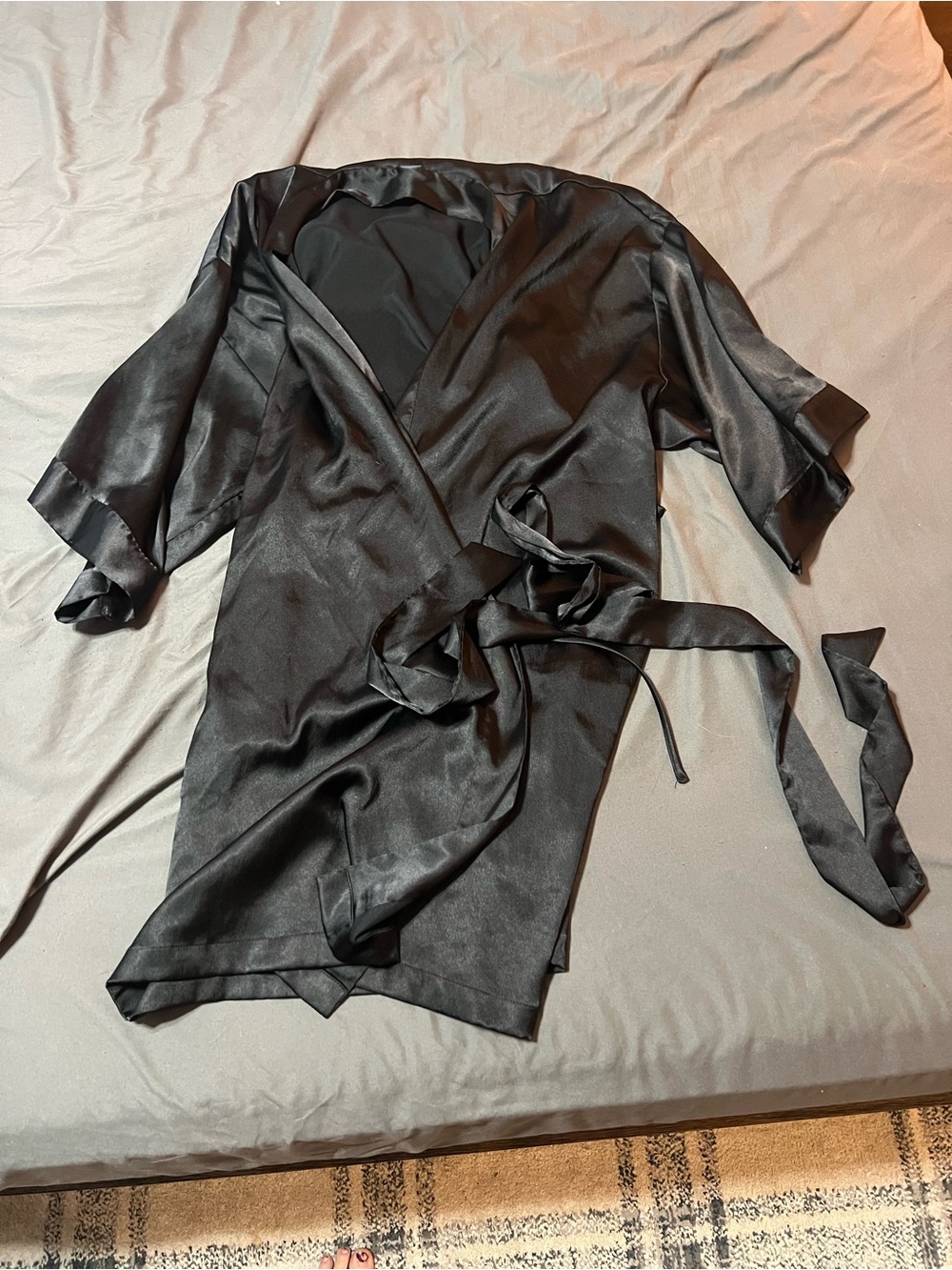 VS Black Satin Wrap Robe